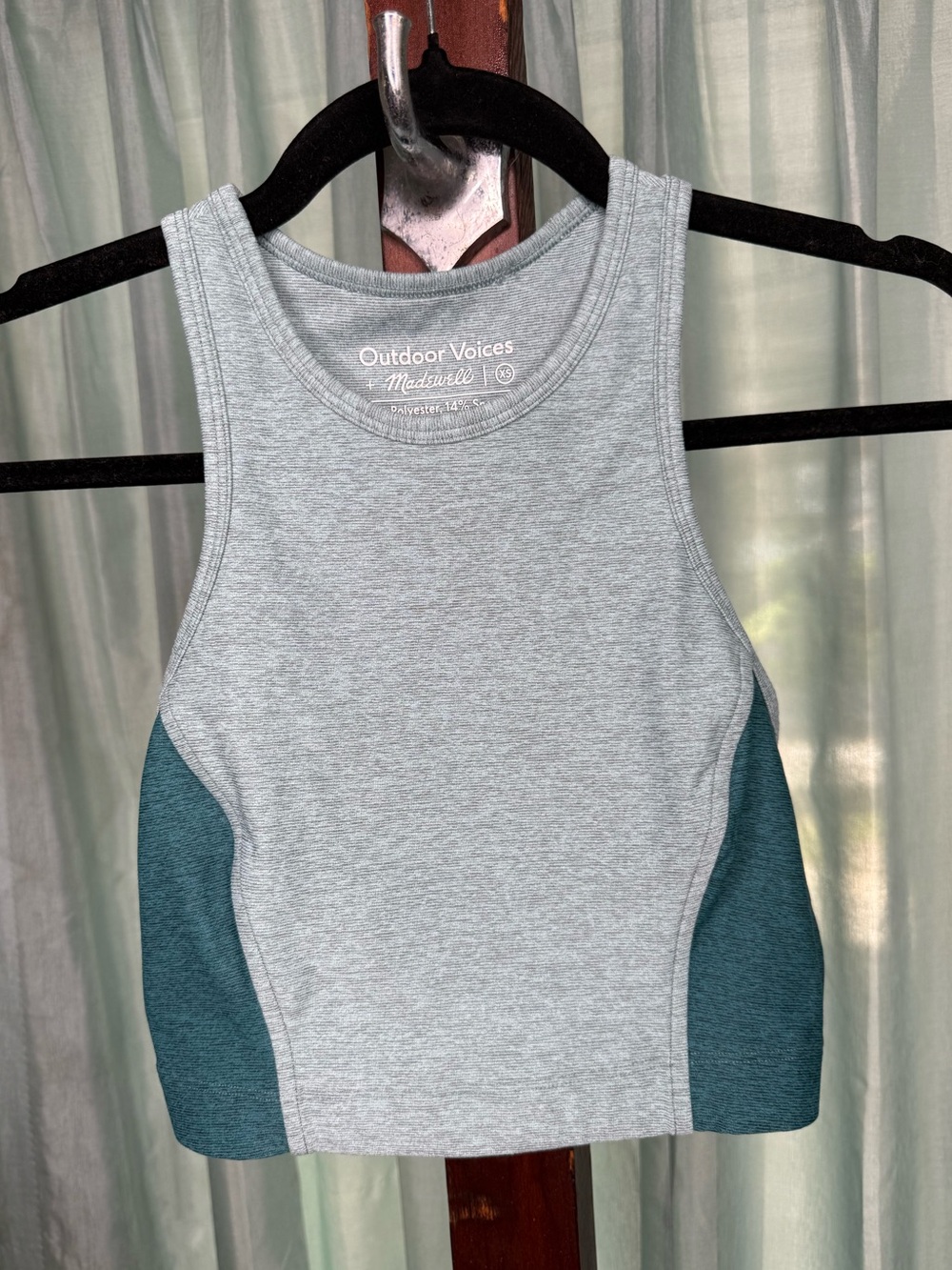 Outdoor Voices + Madewell collab color block sports bra